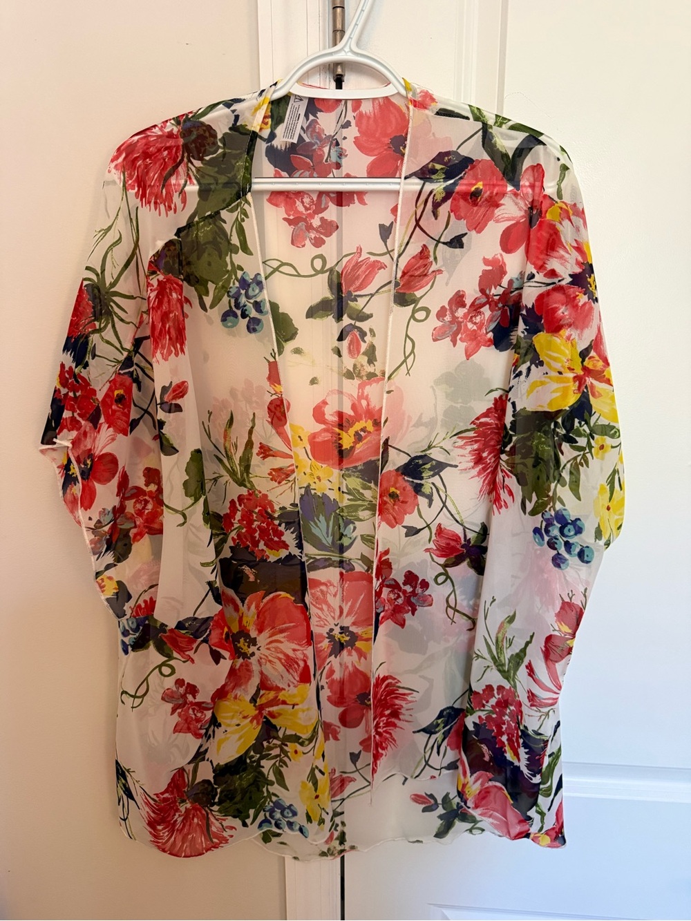 Sheer Floral Kimono Cardigan - Multicolor